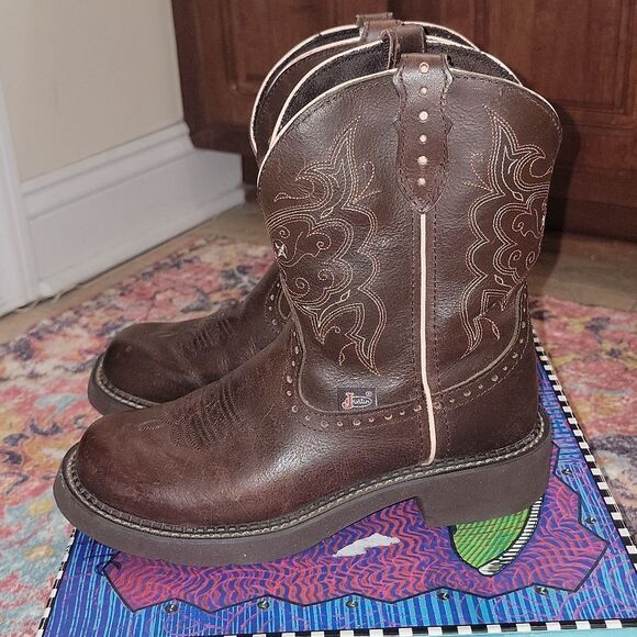 Justin L9995 Ladies Gypsy Boot • Café Brown • Round Toe • Size 7 - Picture 4 of 13